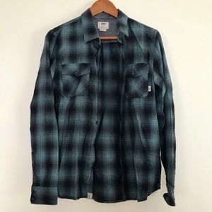 Vans Turquoise and Black Plaid Flannel